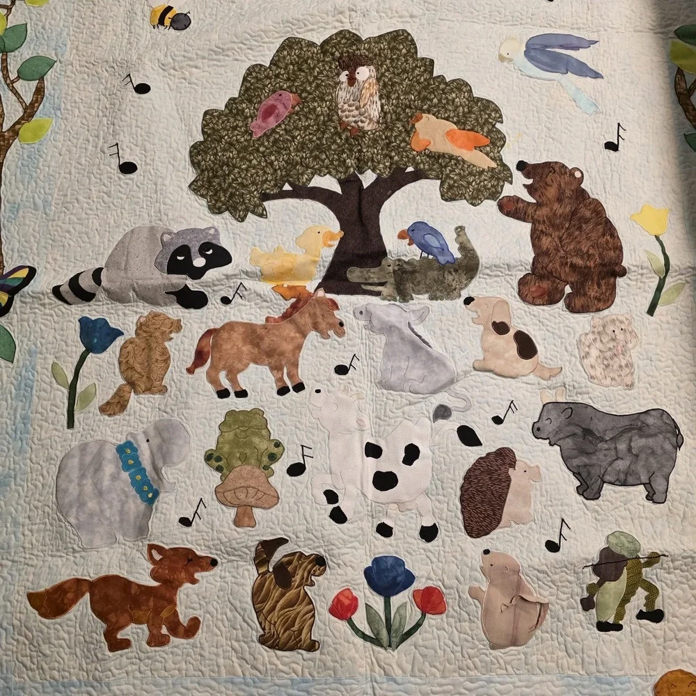 Handmade Appliqué Childs Quilt Nursery 50 X 55